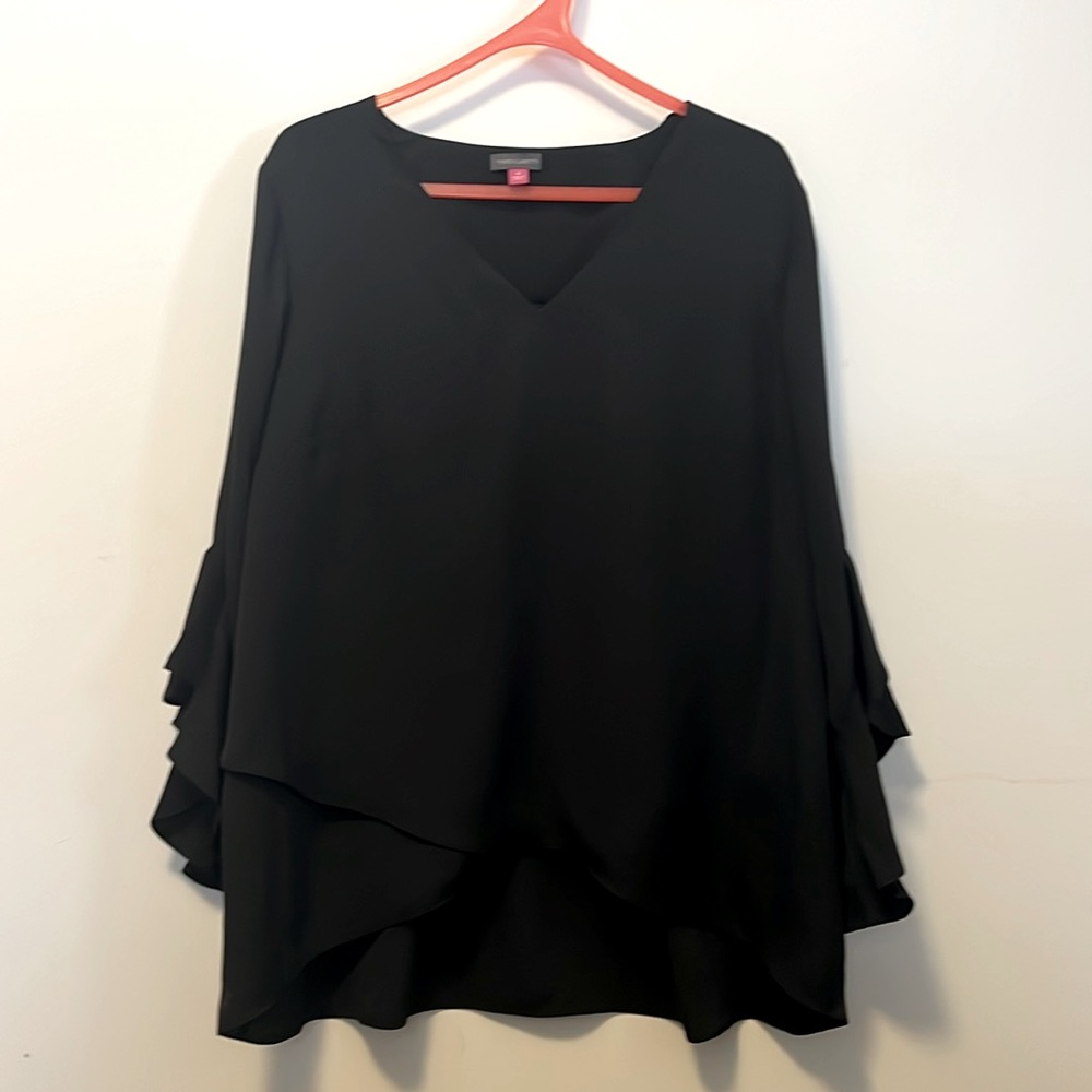 3/4 Flutter Sleeve V-Neck Crisscross Front Tunic.